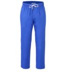 Chef trousers, elasticated waistband with lace, colour royal blue  ROMP0301.BL