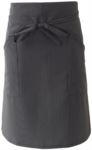 Cook apron with double pocket, fastened with a lace at the waist. Color:black pinstripe ROMD1009.MN