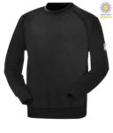 Fireproof and antistatic crew neck sweatshirt, raglan sleeves and wrist with elastic, modaflame fabric, certified ASTMF1959-F1959M-12, EN 1149-5, CEI EN 61482-1-2:2008, 2009, black color482-1-2:2008, EN 11612:2009 POFR12.NE