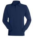 Long-sleeved, flame-retardant and antistatic polo shirt, collar with 3 buttons and elasticated cuffs, navy blue colour, certified to EN 1149-5, EN 11612:2009 PPIGN35544.BLU