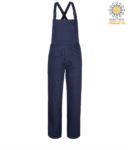 Work overalls with adjustable shoulder straps, white cotton multi pockets PPSTX04101.BL