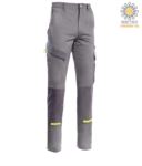 Two tone multi pocket trousers, possibility of toggle insertion, contrasting details. Colour blue/grey PPPWF02536.GR