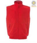 summer work vest multi pockets red color 100% cotton JR991384.RO