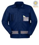 Two-tone multitasche work jacket with Korean collar. Royal Light Blue/Black color PPPWF05536.BLG