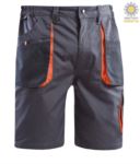 Multi pocket work shorts with contrasting orange pockets. Colour grey  PPLIB12203.GRA