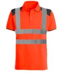 Two- tone high visibility polo shirt with reflective bands cotrasting details o the shoulders, collar and bottom sleeve. EN 20471 certified. Colour orange PAGUARD+.AR