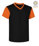 V-neck, two-tone work shirt with contrasting collar and sleeves.  Colour black/orange JR989993.NEA