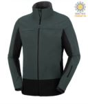 Two tone, waterproof, softshell jacket with concealed hood. Colour light grey & black PASTORM.VENE