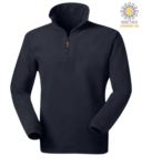 Anti pilling microfleece in 100% Polyester with short zip and elasticated fabric at the wrists, colour navy blue
 JR991670.BL