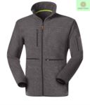 Long zip fleece with knitted fleece fabric, with one zipped chest pocket, contrasting zipper. Colour: dark grey JR991791.GR