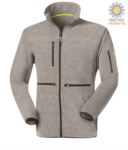Long zip fleece with knitted fleece fabric, with one zipped chest pocket, contrasting zipper. Colour: light blue JR991793.GRC
