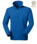 Anti pilling microfleece in 100% Polyester with short zip and elasticated fabric at the wrists, colour royal blue JR991673.AZZ