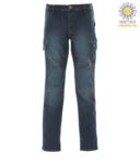 Work trousers in multi-pocket stretch jeans, color blue JR991620.BL