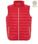 padded vest in shiny nylon, waterproof, red colour, with polyester lining JR991723.RO