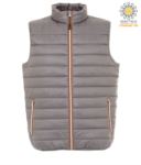 padded vest in shiny nylon, waterproof, grey colour, with polyester lining JR991721.GR