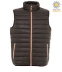 padded vest in shiny nylon, waterproof, light blue colour, with polyester lining JR991722.NE