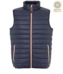 padded vest in shiny nylon, waterproof, light blue colour, with polyester lining JR991720.BLU