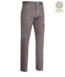 Multi pocket work trousers with contrast stitching. Colour grey PPBGL02110.GR