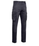 Grey cotton multi pocket trousers ROA00901.BLU