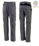 Two tone, multi-pocket cotton trousers, colour grey/black  GLADLPAN.GR