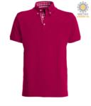 Short sleeve work polo shirt, three button closure, side vents, button-down collar handrail, 100% cotton fabric, denim color, navy blue color denim collar X-JN964.PU