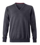 Men V-neck sleeveless sweater with elastic ribbed neckline and cuffs, 100% cotton knitted fabric. Color grey X-JN659.AM