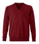 Men V-neck sleeveless sweater with elastic ribbed neckline and cuffs, 100% cotton knitted fabric. Color burgundy X-JN659.BO