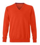Men V-neck sleeveless sweater with elastic ribbed neckline and cuffs, 100% cotton knitted fabric. Color orange X-JN659.DO