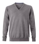Men V-neck sleeveless sweater with elastic ribbed neckline and cuffs, 100% cotton knitted fabric. Color grey X-JN659.GH