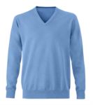 Men V-neck sleeveless sweater with elastic ribbed neckline and cuffs, 100% cotton knitted fabric. Color sky blue X-JN659.GL