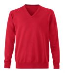 Men V-neck sleeveless sweater with elastic ribbed neckline and cuffs, 100% cotton knitted fabric. Color red X-JN659.RO