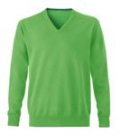Men V-neck sleeveless sweater with elastic ribbed neckline and cuffs, 100% cotton knitted fabric. Color green X-JN659.VE