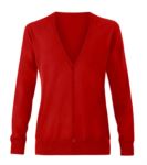 Women V-neck cardigan with ribbed neck and cuffs, central opening, cotton and acrylic fabric. X-PR697.RO