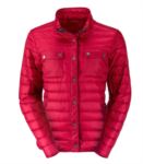 Lightweight women down jacket with fit, soft, windproof and water-repellent fabric, closure with snap buttons and contrasting. Colour: Indian/Red X-JN1105.IR