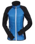 Slim fit jacket for women, with mixed material: fleece and primaloft padding, high rigid collar. Long front zip in contrast colour white.Colour: green & black X-JN592.COB