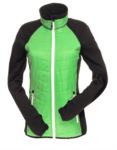 Slim fit jacket for women, with mixed material: fleece and primaloft padding, high rigid collar. Long front zip in contrast colour white.Colour: green & black X-JN592.VEB