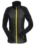 Slim fit jacket for women, with mixed material: fleece and primaloft padding, high rigid collar. Long front zip in contrast colour white.Colour: cobalt  & black X-JN592.NEG
