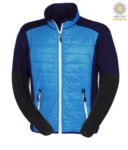 Slim fit jacket for men, with mixed material: fleece and primaloft padding, high rigid collar. Long front zip in contrast colour white.Colour: cobalt and black X-JN593.COB