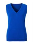 Women vest with V-neck, sleeveless, royal blue color, knitted fabric 100% cotton. Contact us for a free quote.  X-JN656.BR