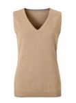 Women vest with V-neck, sleeveless, camel color, knitted fabric 100% cotton. Contact us for a free quote.  X-JN656.CA