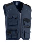 summer multi pocket vest in grey with polyester and cotton badge holder GLADLGIL.BL