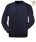 Fireproof and antistatic crew neck sweatshirt, raglan sleeves and wrist with elastic, modaflame fabric, certified ASTMF1959-F1959M-12, EN 1149-5, CEI EN 61482-1-2:2008, 2009, black color482-1-2:2008, EN 11612:2009 POFR12.BL