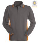 Two tone long sleeve polo, double piping on the collar, cuffs and side band. Colour royal blue / white JR992123.GRA
