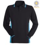 Two tone long sleeve polo, double piping on the collar, cuffs and side band. Colour red/grey JR992120.BLC