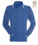 Two tone long sleeve polo, double piping on the collar, cuffs and side band. Colour blu/ sky blue JR992122.AZB