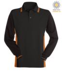 Two tone long sleeve polo, double piping on the collar, cuffs and side band. Colour grey/orange JR992126.NEA