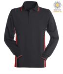 Two tone long sleeve polo, double piping on the collar, cuffs and side band. Colour grey/orange JR992121.BLR