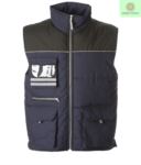 Multi pocket work vest, two tone padded fabric, polyester and cotton. Color: Blue and black  JR987460.BLU