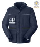 Multi pocket jacket with detachable waterproof sleeves, removable hood with reflective profiles on the pocket and badge holder, color grey JR987700.BLU