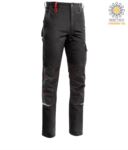Two tone multi pocket trousers, refractive piping below the knee. Color blue/grey PPLND02203.NER